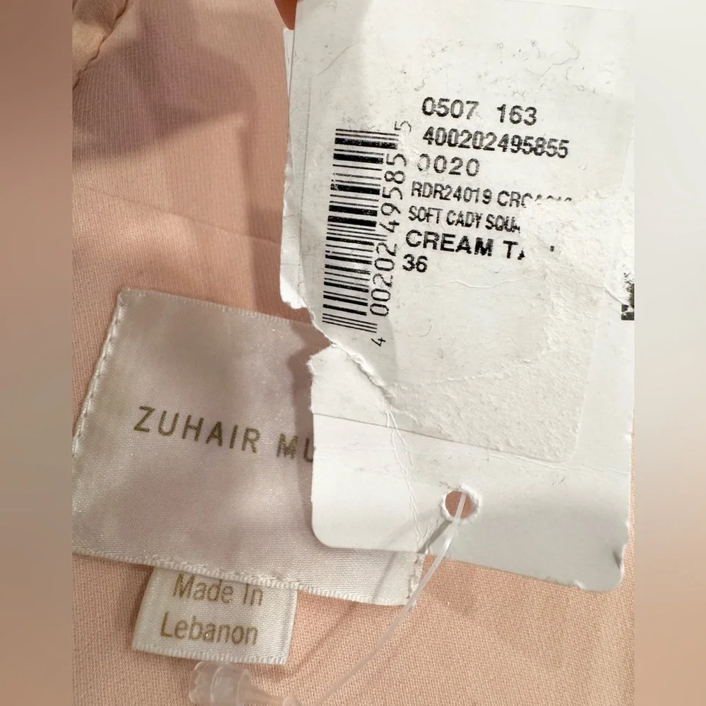ZUHAIR MURAD Crystal-embellished draped cady gown Cream Maxi Dress